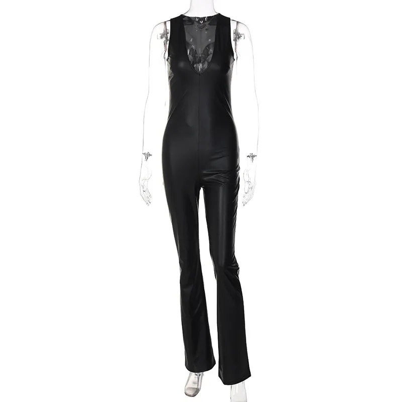 European And American Sleeveless Slim Jumpsuit Women - Black