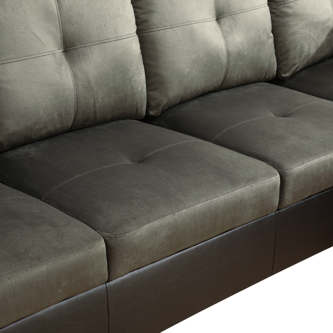 Pickup Only--Taupe Flannel And PVC 3-Piece Couch Living Room Sofa Set