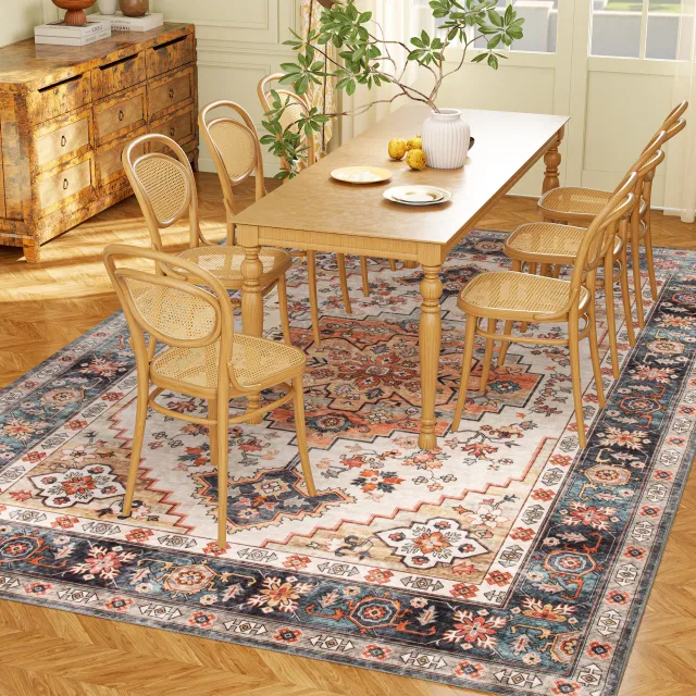 Area Rug 5x7, Machine Washable Rug, Non Slip Boho Print Pattern Medallion Carpet For Living Room, Bedroom, Tawny Brown Tawny Brown - Shop at LoveMi