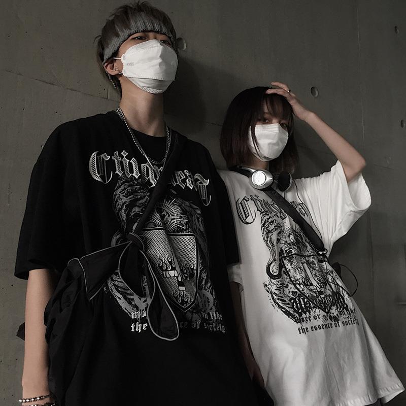 Summer Harajuku Style Short-sleeved Men's Fashion Brand Printing Half-sleeve