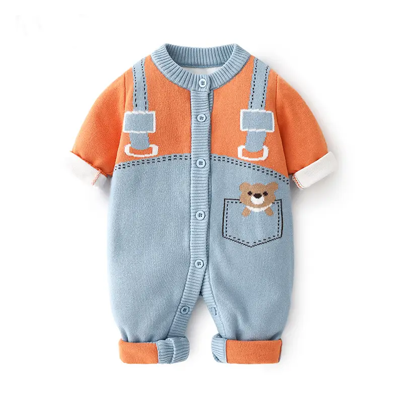 Knitted Double-layer Combed Cotton Baby Bodysuit