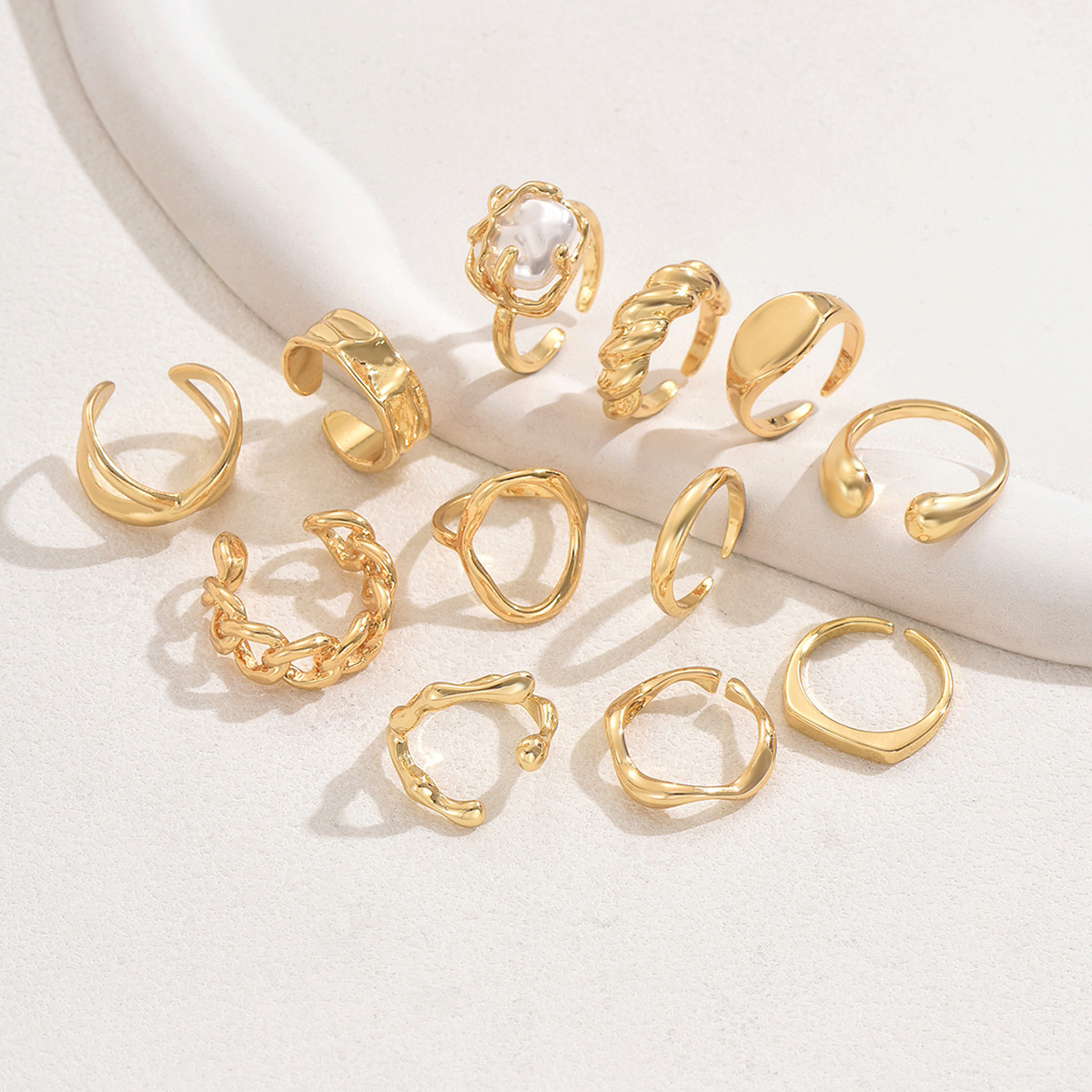 Cross-Border European American Ring Set For Women, Adjustable Open Stackable Rings, Unique Geometric Niche Design Premium Hand Jewelry 6