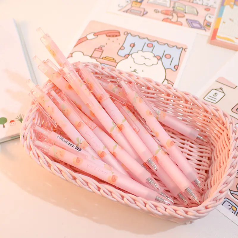 Cute Peach Press Gel Pen Korean Stationery