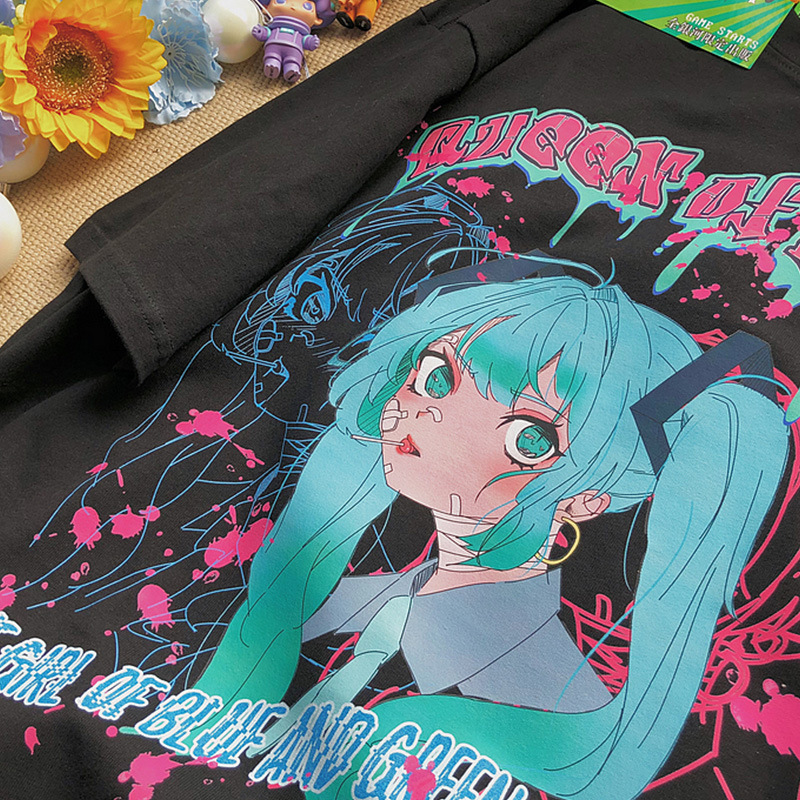 Title 3, Reine Baumwolle Anime Mädchen T-Shirt kurzärmli...