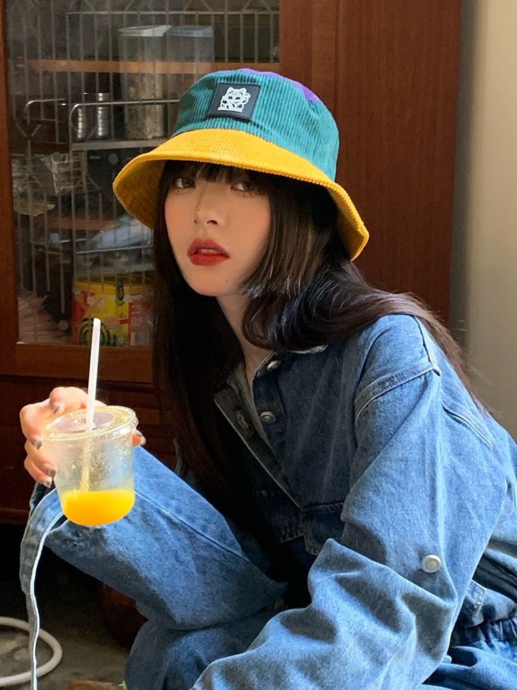 Women's Spring And Autumn All Match Retro Corduroy Fisherman Hat