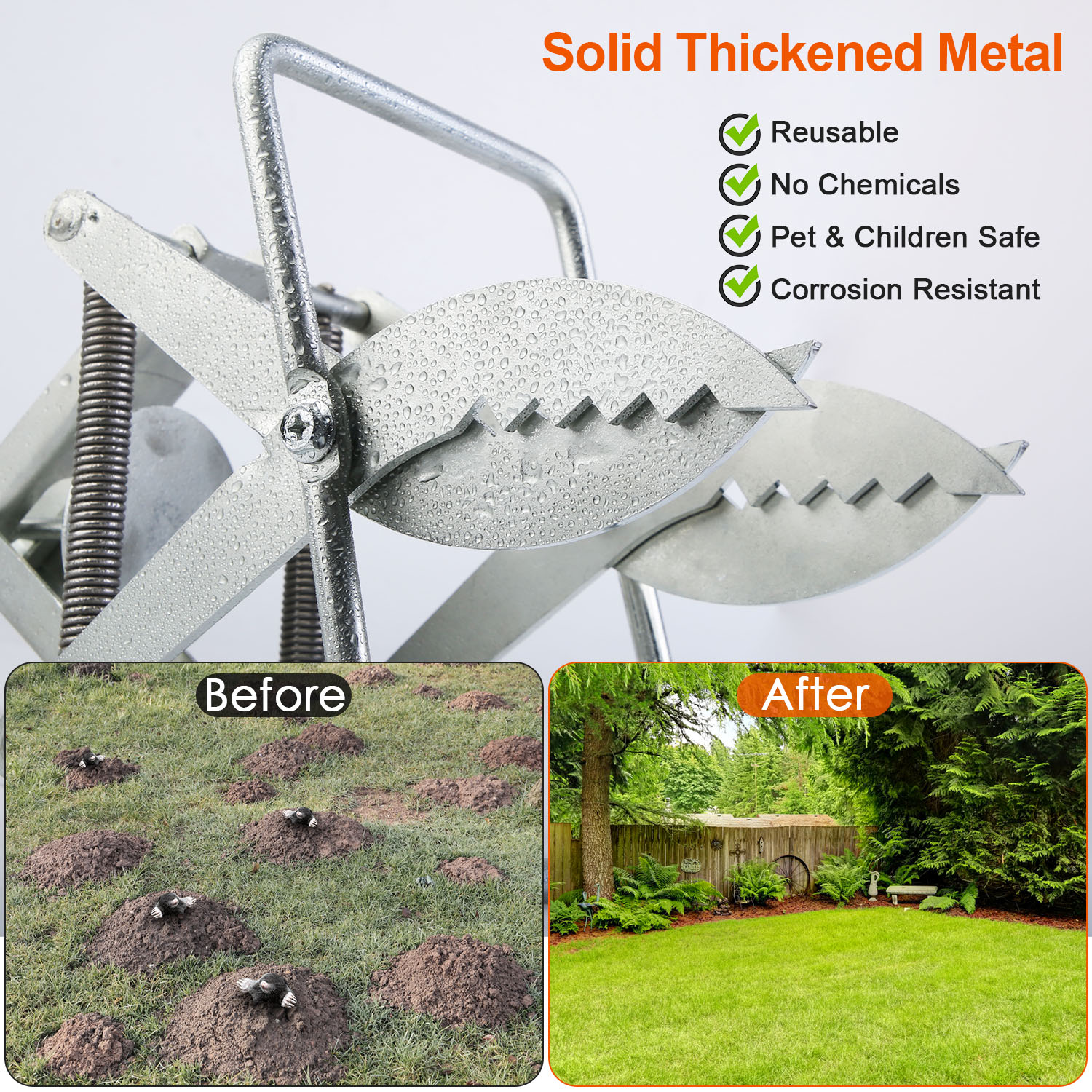 2PCS Easy Setup Mole Scissor Traps Outdoor Reusable Mole Rodent Control Trap Solid Metal Material For Lawn Garden Yard Pro Type