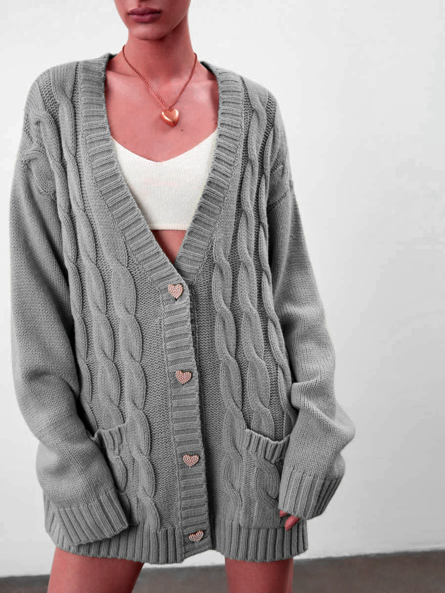 Title 3, Loose Mid-length Knitted Cardigan Jacket