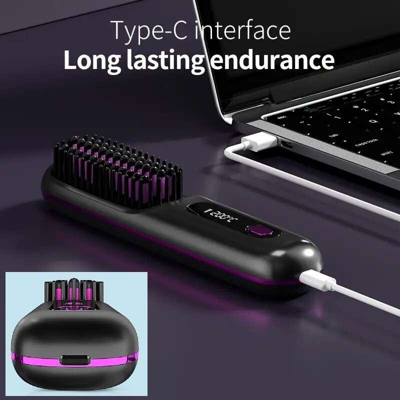 Portable Hair Straightener Brush Antiscald Hair Cordless Hair Straightener Brush 3