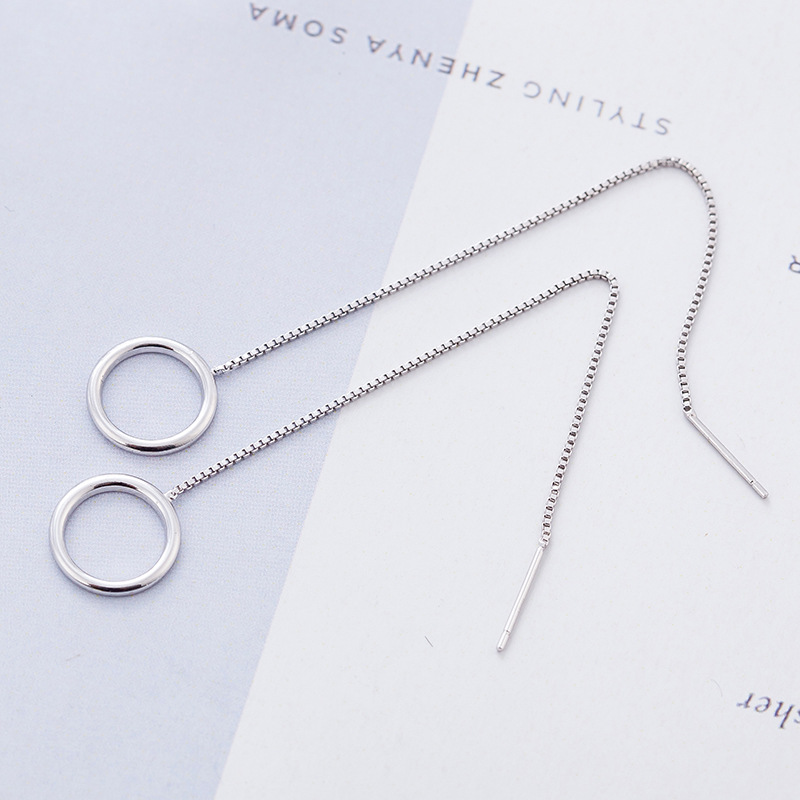 Geometric Circle Korean Style Tassel Simple Earrings