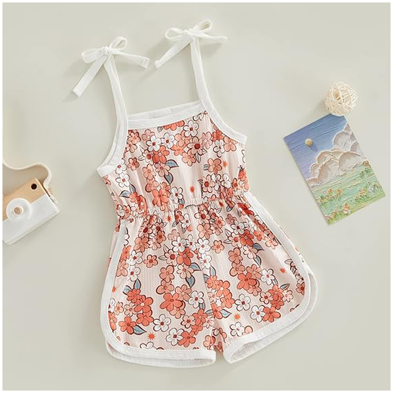 Toddler Baby Girl Clothing,floral Jumpsuit With Tie Up,jumpsuit Baby, Suspender Game Set
