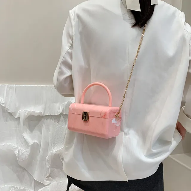 Acrylic Box Bag Chain Ins Single Shoulder Messenger Bag Pink - Shop at LoveMi