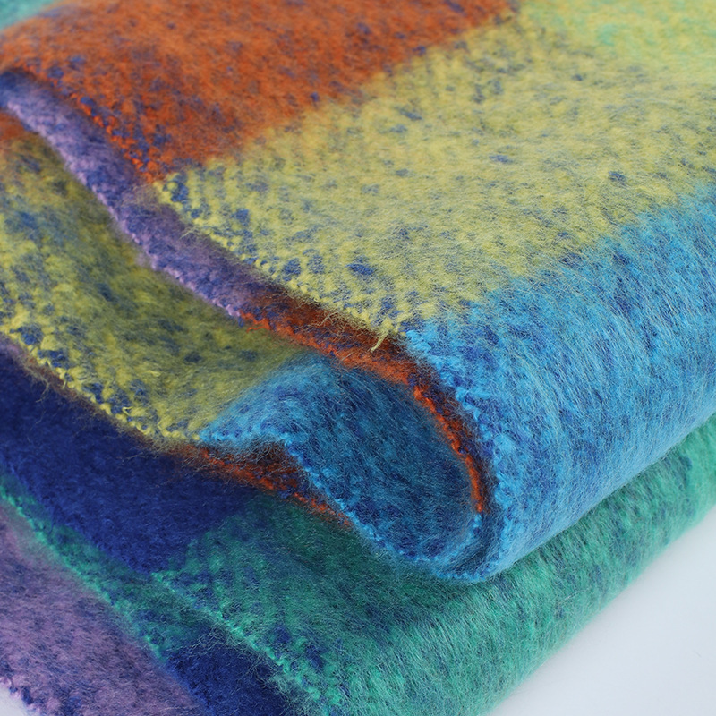 New Thickened Warm Circle Yarn Color Plaid Scarf