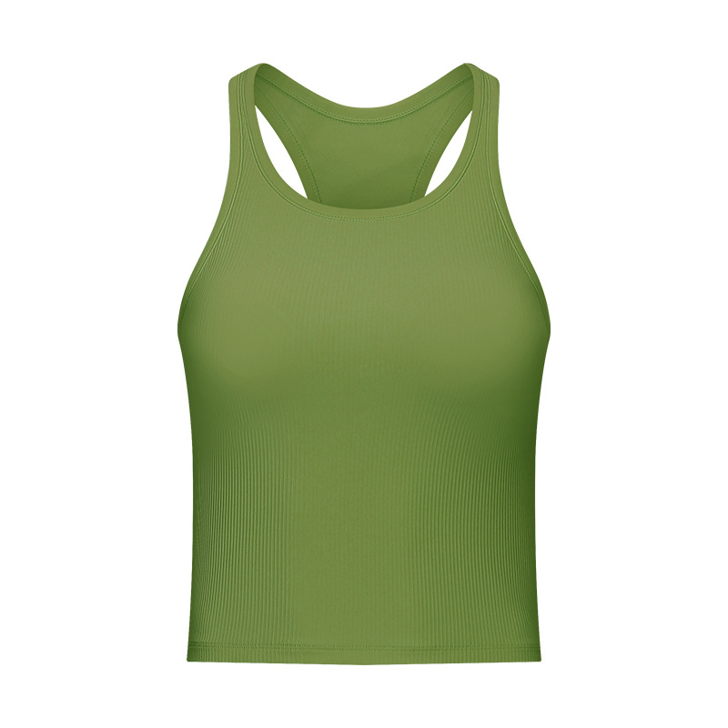 Title 4, Round Neck Threaded Yoga Vest With Chest Pad