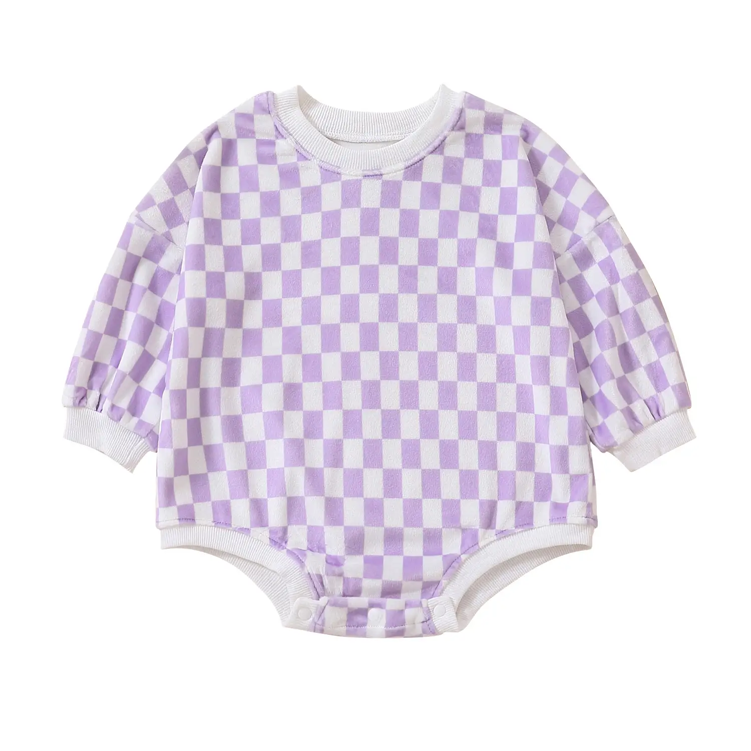 Children's Hooded Plaid Romper Pullover