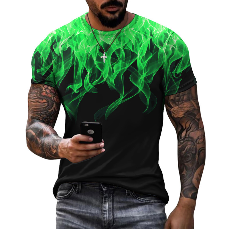 Title 2, Multicolor Flame Gradient Mens Running T-Shirt