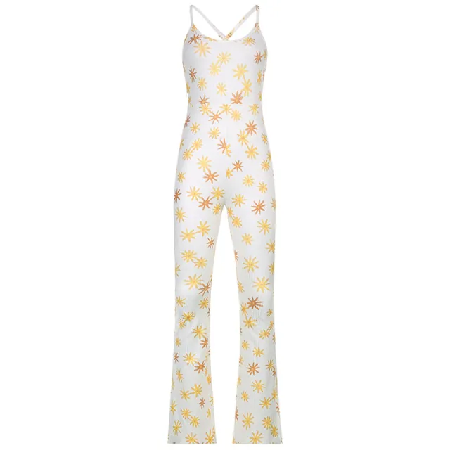New Style European And American Printed Sling Split Jumpsuit Skin Tone M - Shop at LoveMi