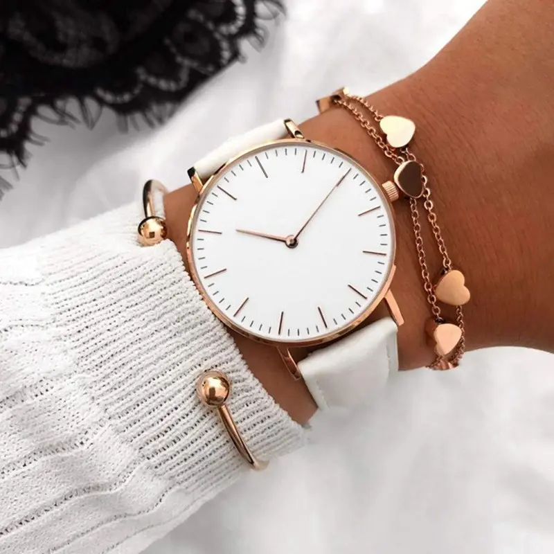 Quartz Large Dial Women's Simple Belt Watch