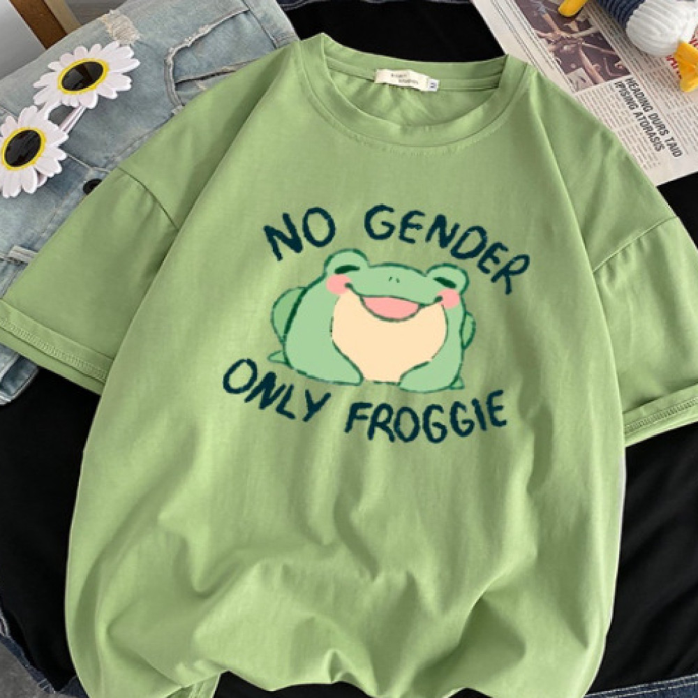 Riman European And American Printed Round Neck Loose Men's And Women's T-shirt Short Sleeve