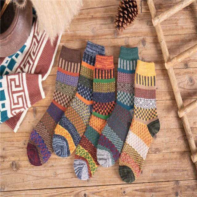 Foreign Trade Autumn And Winter New Thick Needle Two way Socks Tube Socks Men's Strip Thick Thread Thick Wool Socks Average Size - Shop at LoveMi