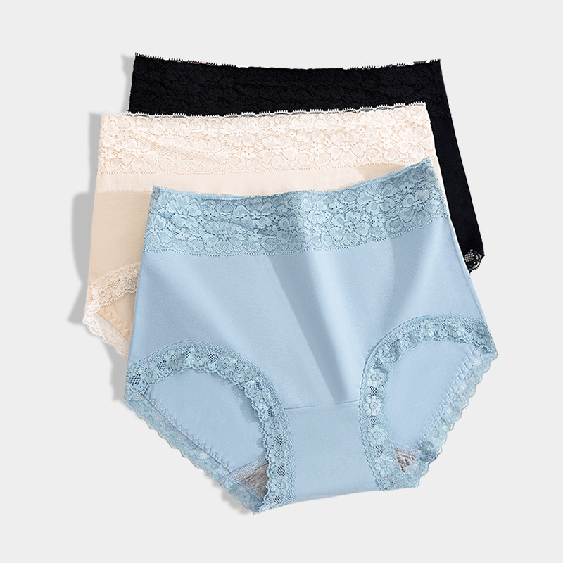 Title 1, High-waisted Cotton Briefs With Lace Crotch