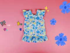 Fashion Simple Pet Floral Flower Skirt - Blue - View 1