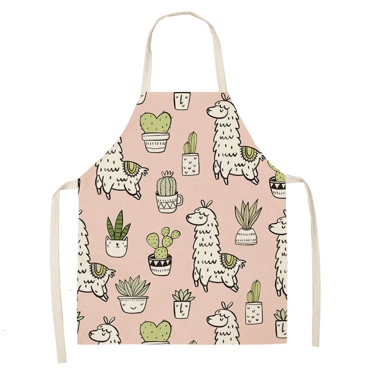 Title 27, Alpaca Cartoon Cotton Linen Apron Sleeveless An...