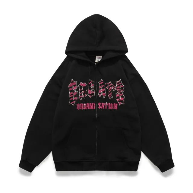 Leopard Print Hooded Loose Couple Sweatshirt Black - Shop at LoveMi
