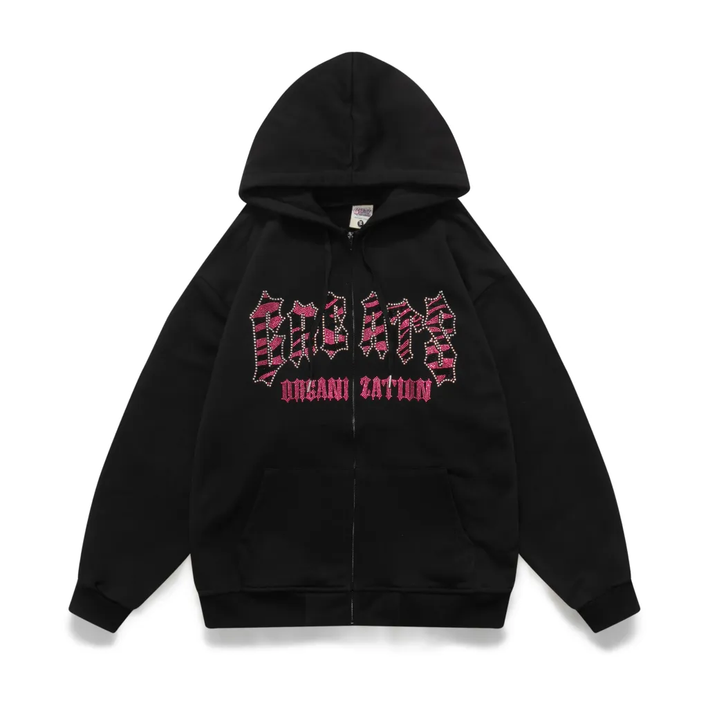 Leopard Print Hooded Loose Couple Sweatshirt - Black