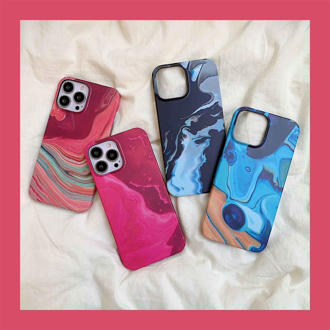 Funda celular media cobertura mármol tinta pintura