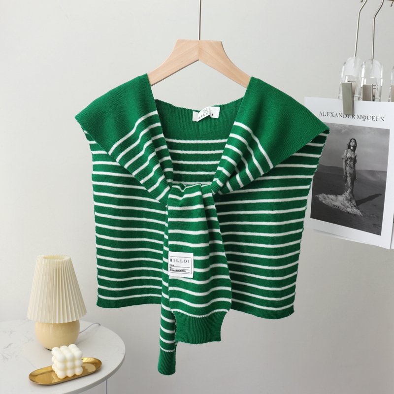 Women's Pinstripe Shoulder Cape Sweater