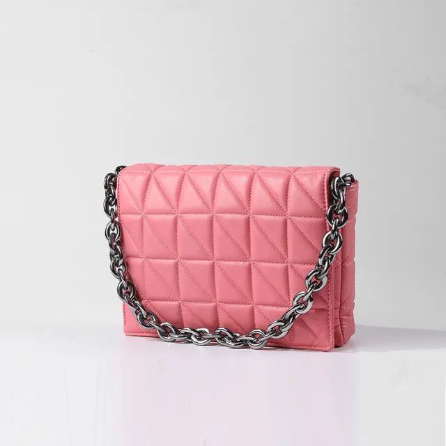 Lingge Small Bag Trendy One shoulder Crossbody Quilted Pink - Shop at LoveMi