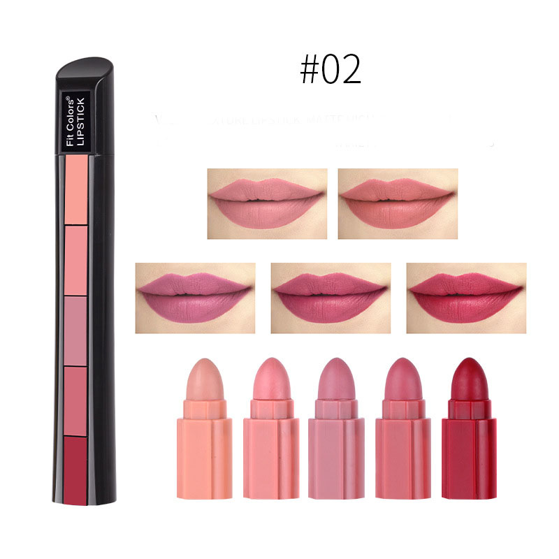 Matte 5 color Lipstick Set Velvet Lip Stick Non stick Lip Gloss Long Lasting Waterproof Sexy Red Lipstick 2 Style - Shop at LoveMi