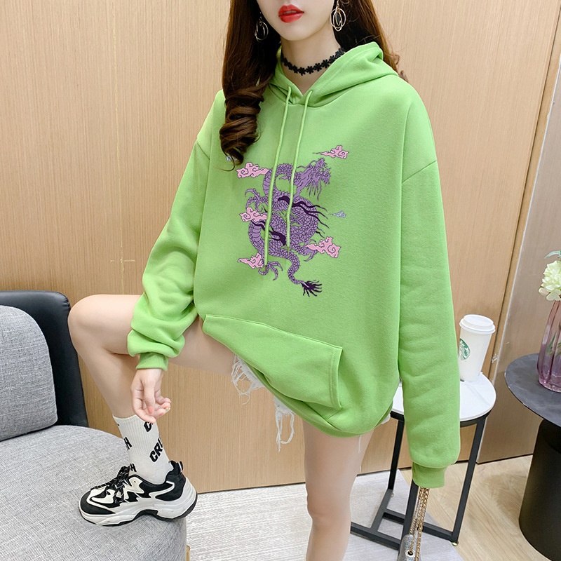 Title 14, Cartoon Hooded Sweater Women Plus Velvet Dragon...