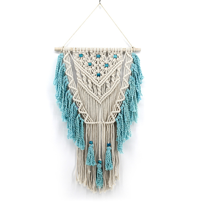 Title 2, Hand-Woven Cotton Rope Tapestry Bohemian Tapest...