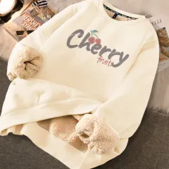 Fashion Thickened Printed Sweater For Women - Beige Fruit Sauce - View 1