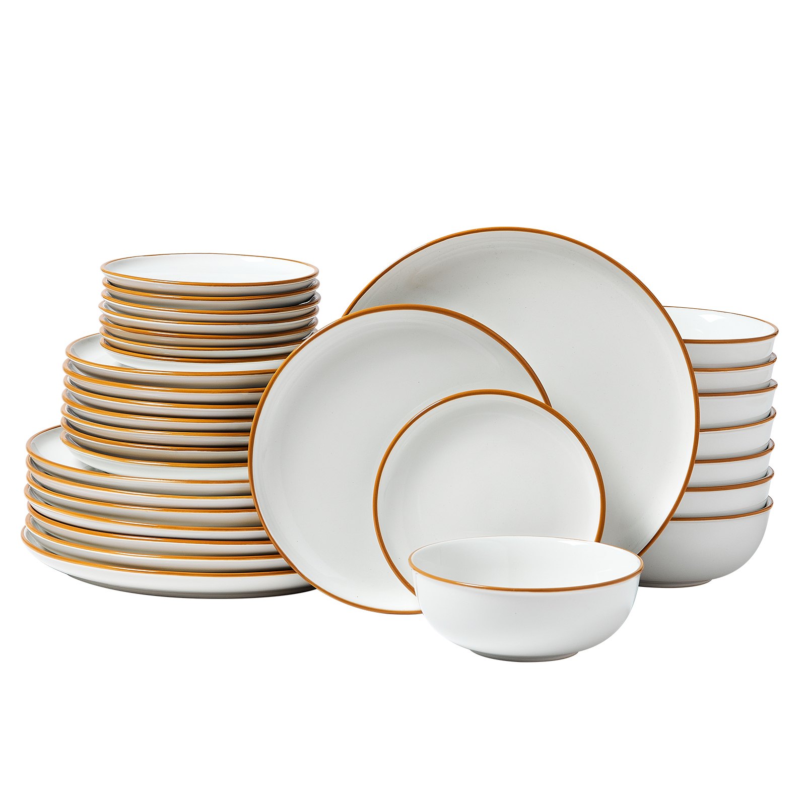 Service de vaisselle 32 pièces, assiettes et bols en céramique – Image 2