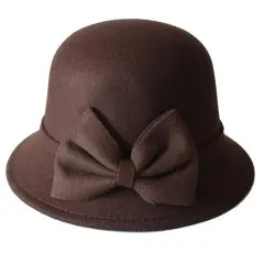 Female Fashion All-match Fisherman Hat With Elegant Dome Bow - Coffee - View 1