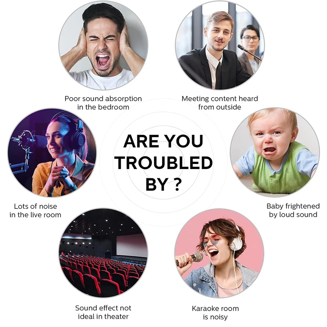 Acoustic Wall Panel Tiles Studio Sound Proofing Insulation Self Adhesive---Black-12PCS