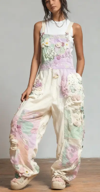 Casual Women's Bohemian Style Woven Loose Overalls