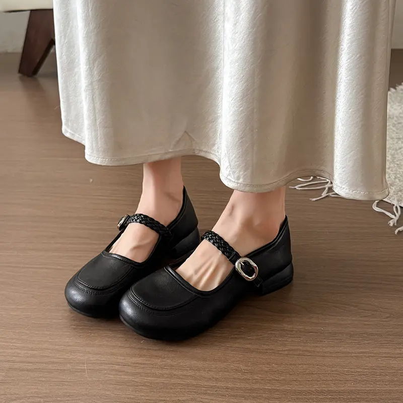 Women Minimalist Vintage Braided Strap Flats Matching Daily