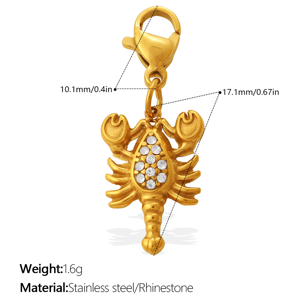 Summer Ocean Series Diamond Engraved Starfish Dolphin Lobster Button Necklace - Stainless Steel DIY Vacation Style Accessory