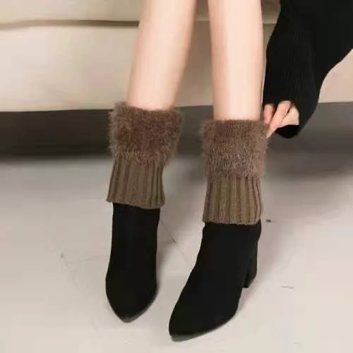 Autumn And Winter New Woolen Boots Cover - Khaki