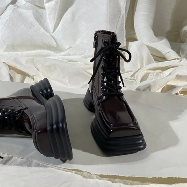 Martin Boots Square Head Thick Sole Female Curry Color 40 - Shop at LoveMi