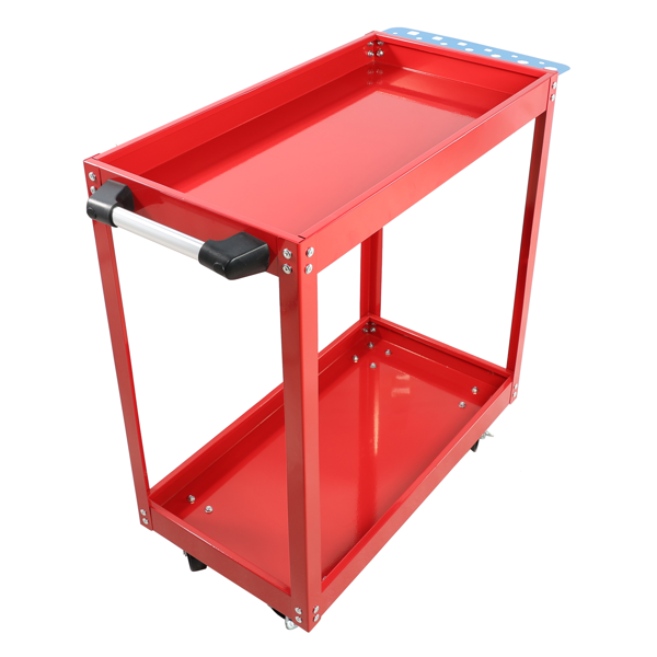 Tool Cart On Wheels, Heavy Duty Steel Utility Cart W-Lockable Wheels, 400 LBS Capacity Industrial Service Cart For Garage, Warehouse, Workshop  Two-layer Bright Red — foto 5