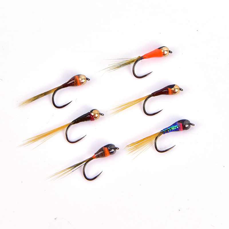 Glued Copper Headed Nymph Hook Flying Fishing