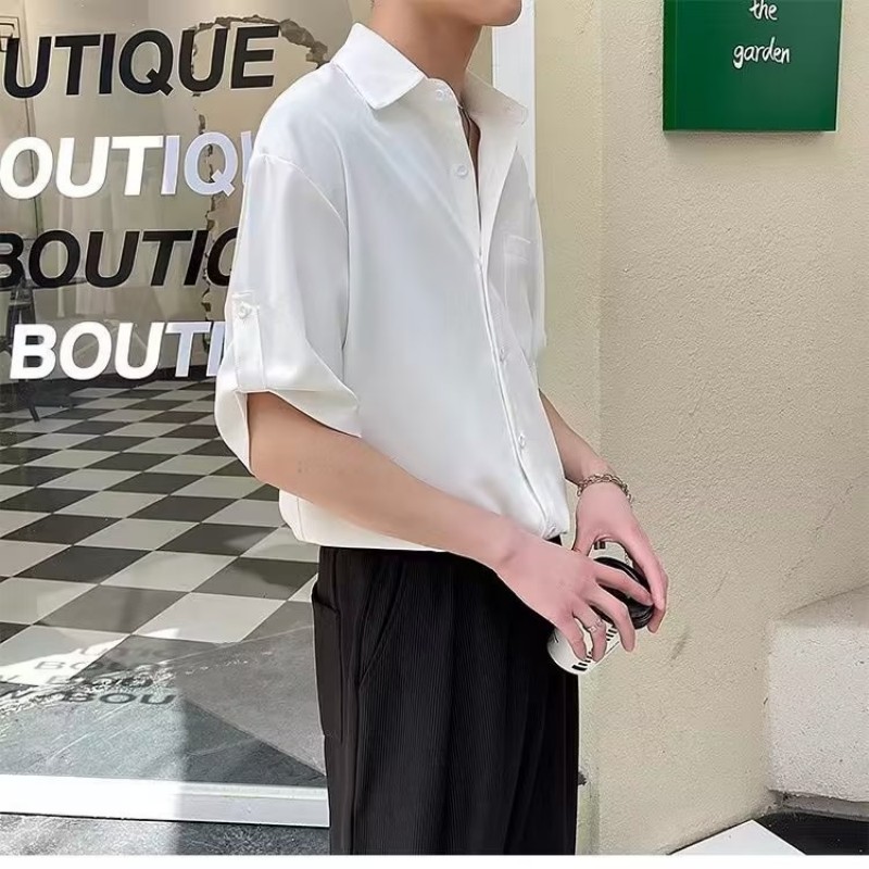 Men's Short-sleeved Shirt Summer Ice Silk Top