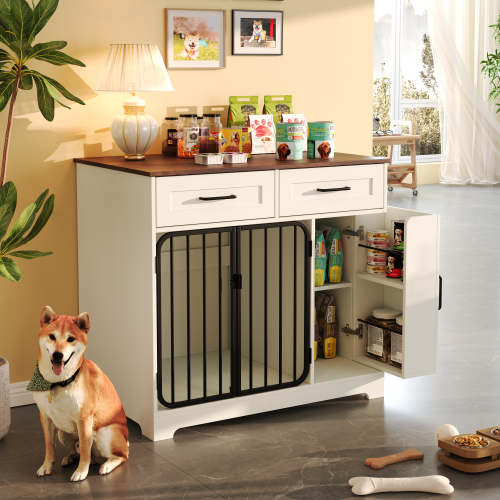 Dog Crate Furniture, Indoor Storage cabinet With 2 Drawers, Modern Furniture Tab