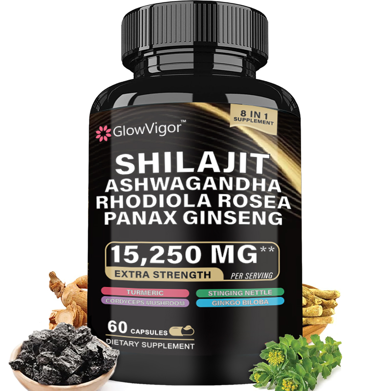 Herbal supplement with Shilajit and Ginseng, Nature's Synergy Formula containing Shilajit Pure Himalayan, Ashwagandha, Rhodiola Rosea, Panax Ginseng, Gingko Biloba, Turmeric, Stinging Nettle, Cordyceps Mushroom, and more in one capsule. Designed for both 