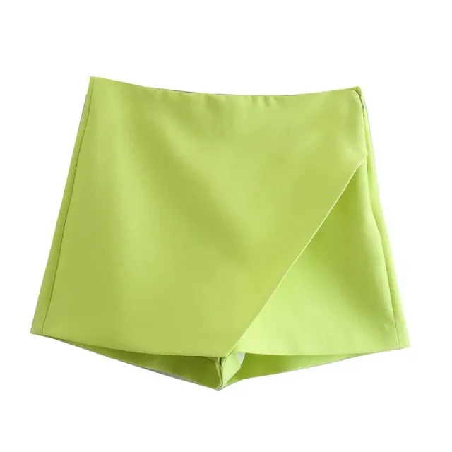 Women's High Waist Show Leg Length Asymmetric Candy Skirt Green - Shop at LoveMi