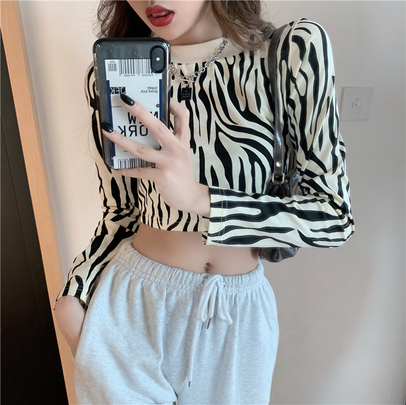 Title 4, Skinny Long Sleeve Bottoming Shirt Retro Croppe...